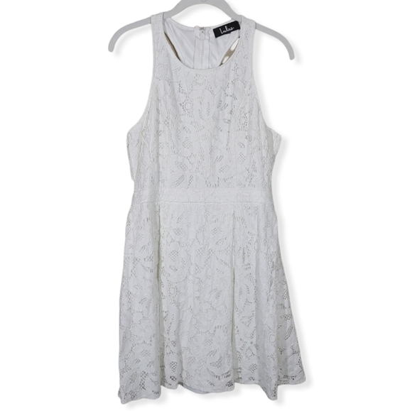 Lulus Dresses & Skirts - Lulus Daisy Date White Lace Sleeveless Cutout Back Skater Dress Size XL